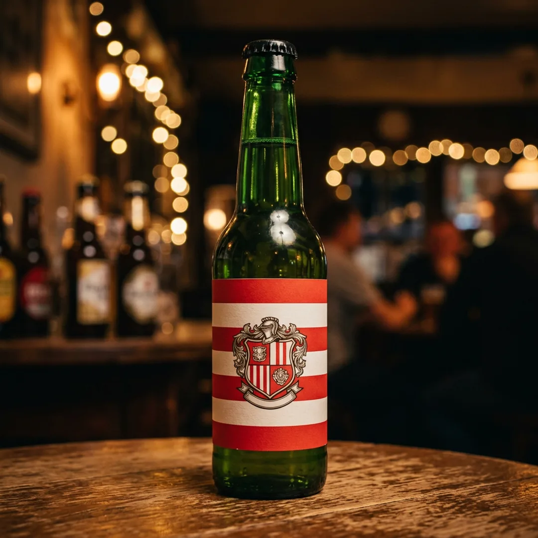 Custom Loyal Pour label mockup for FC Moorlands United